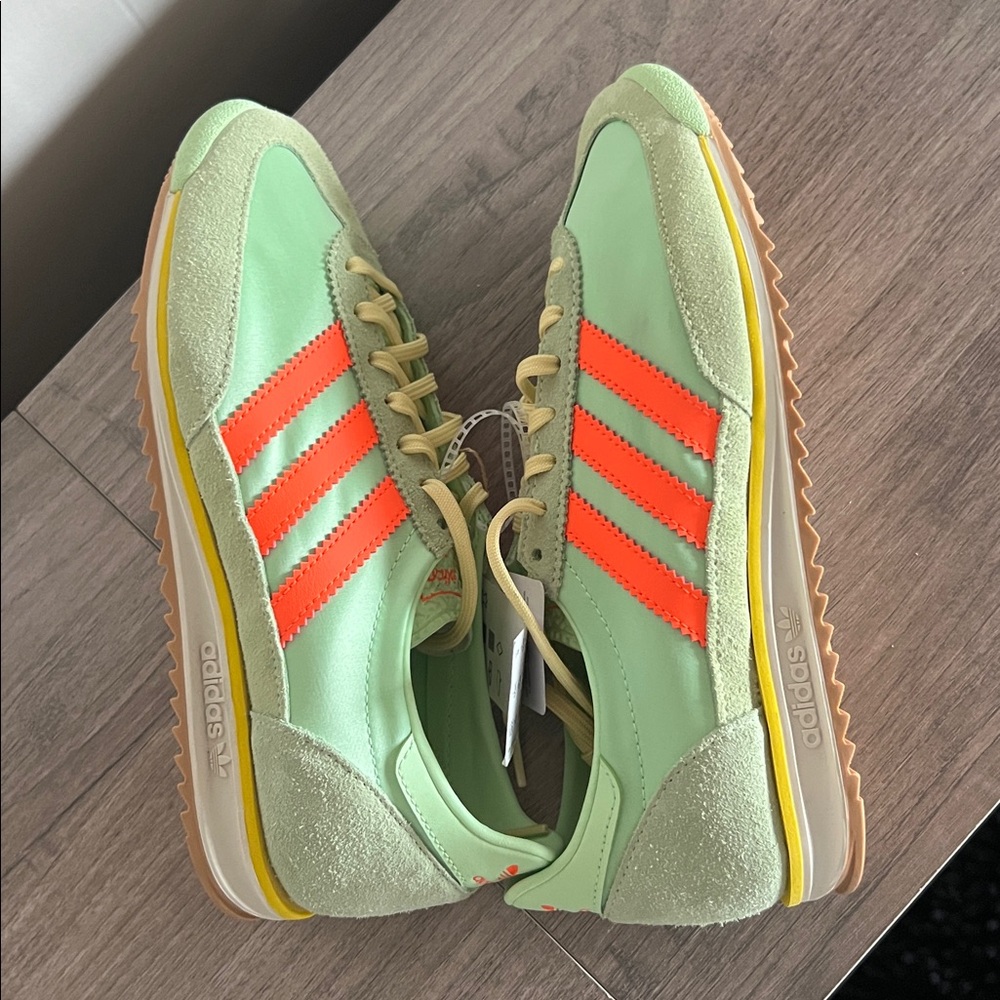 Adidas ARCHIVAL RUNNING SHOES SATIN SL 72 OG Shoes Semi Green Spark Solar Orange - Picture 7 of 13